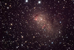 The galaxy IC 10 is an irregular dwarf galaxy about 1.8 million light-years from Earth.
