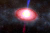 Black hole devouring a neutron star.