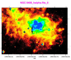 This image from the European Southern Observatory's 3.6-meter telescope shows emission from warm, ionized gas in the galaxy NGC 5408.