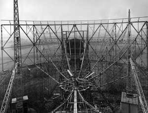 Photo of the Mark 1 radio telescope under construction