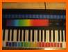 photo of spectrum strips on piano keys