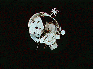 The Apollo capsule ready to dock with Soyuz.