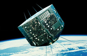 An artist's conception of the Hakucho satellite in oribt.