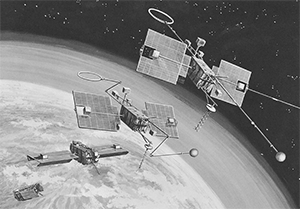 An artist's impression of deployment of an OGO satellite.