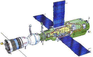 Illustration of the Salyut 4 space station.