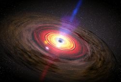 Matter orbiting a black hole.