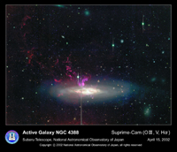 An image of NGC 4388 in infrared wavelengths, captured by ground-based Subaru telescope.