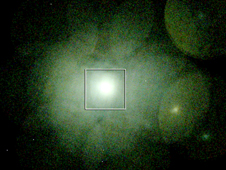 X-ray glow of the 100 million degree Fahrenheit gas that fills the Perseus cluster.