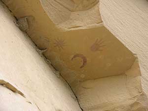 Photograph of the pictograph in Choco Canyon, New Mexico, believed to be a depiction of the supernova of 1054 AD.