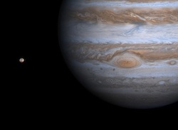 Jupiter and one of its moons, Io