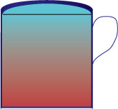 Illustration expected temperature gradient of coffee after ice has melted but before liquid has come to thermodynamic equilibrium