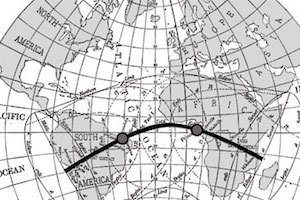 Map showing the path of totality of the 1919 solar eclipse