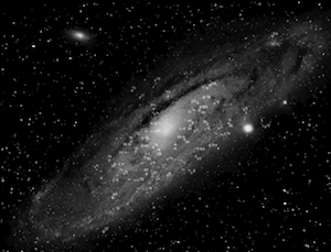 annotated image of Andromeda showing variable star locations