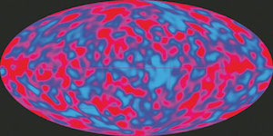 COBE's map of the sky, showing minute fluctuations in the cosmic microwave background