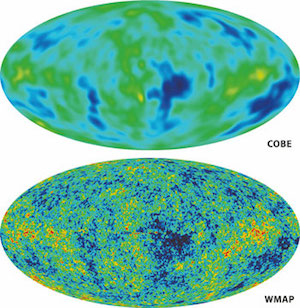 COBE and WMP images of the cosmic microwave background
