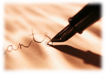 Clipart image of a pen and paper