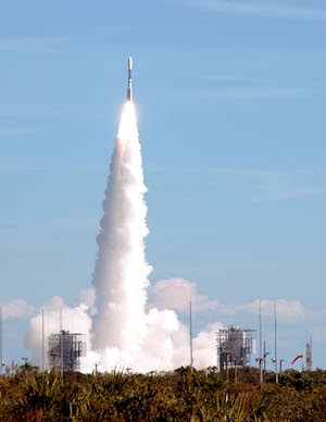 NASA's Swift spacecraft blasts off from Complex 17A into the beautiful blue sky above Cape Canaveral Air Force Station 