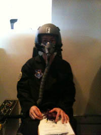 Photo of Joe in an oxygen mask.