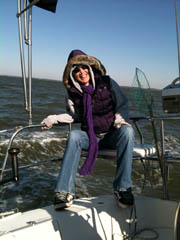 Photo of Joanne 'Joe' Hill chilling out on the Chesapeake Bay.