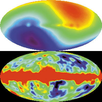 COBE data maps in different stages of data processing