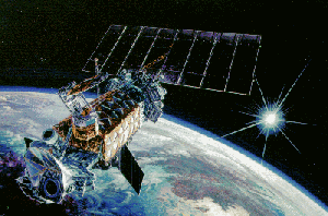 Artist concept of a DMSP satellite in orbit