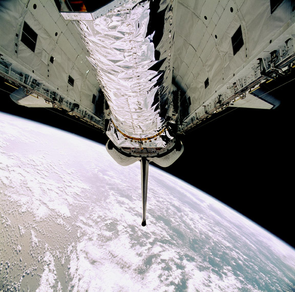 The Chandra satellite being deployed