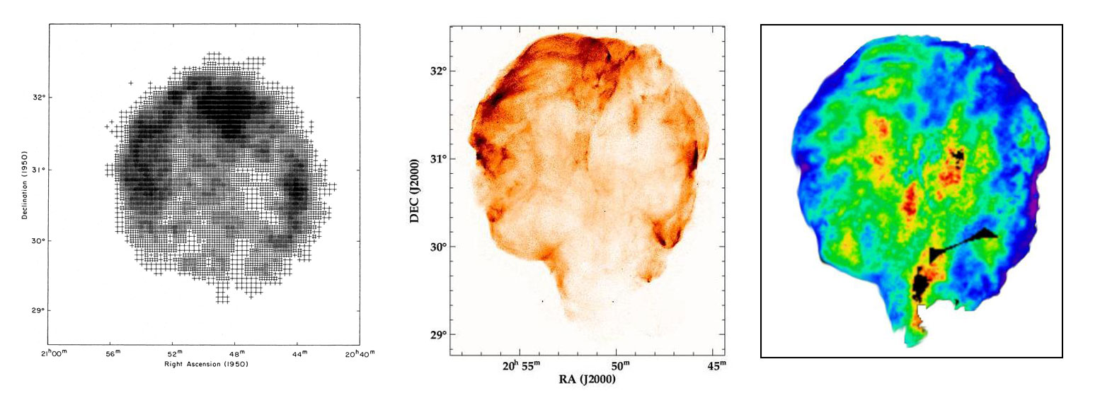 Cygnus Loop X-ray Supernova Remnant as seen by three different X-ray instruments