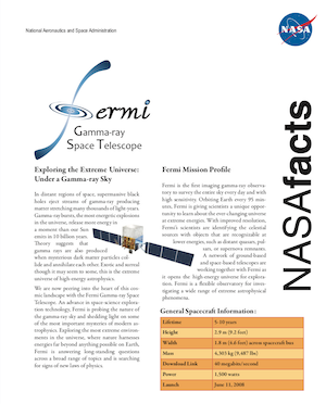 The front page of the Fermi Fact Sheet