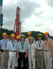 Suzaku team members with the rocket