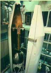 Integration of the Ginga satellite into its launch rocket
