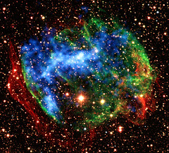 X-ray and optical composite of the supernova remnant W49B