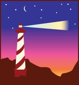 Illustration of a lighthouse beaming its light