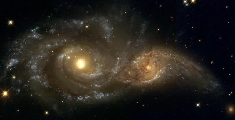 Hubble Space Telescope image of merging galaxies NGC 2207 and IC 2163
