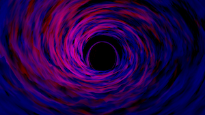 Simulated image of hot gas surrounding a black hole